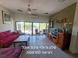 סלון גדול עם יציאה לחצר נוף להר מירון
